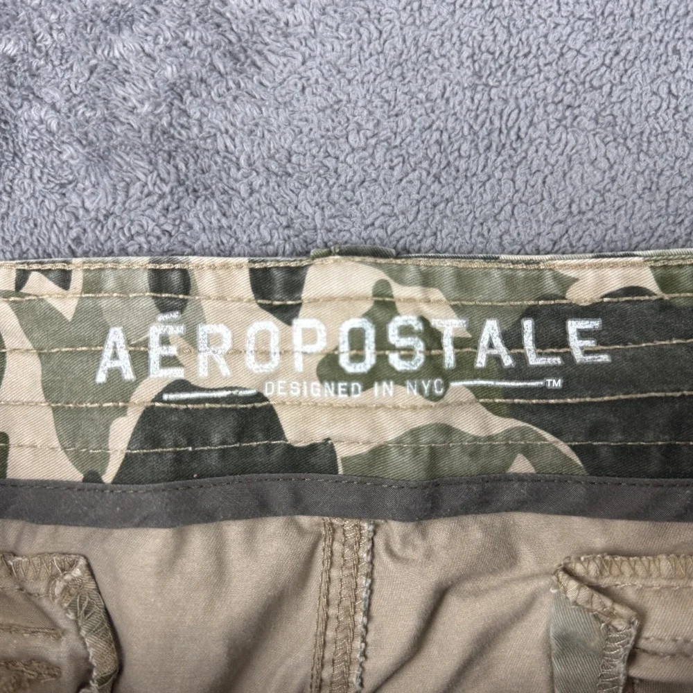 Aeropostale Cargo Shorts Mens 37 Green‎ Camo Multi Pocket Cotton Casual